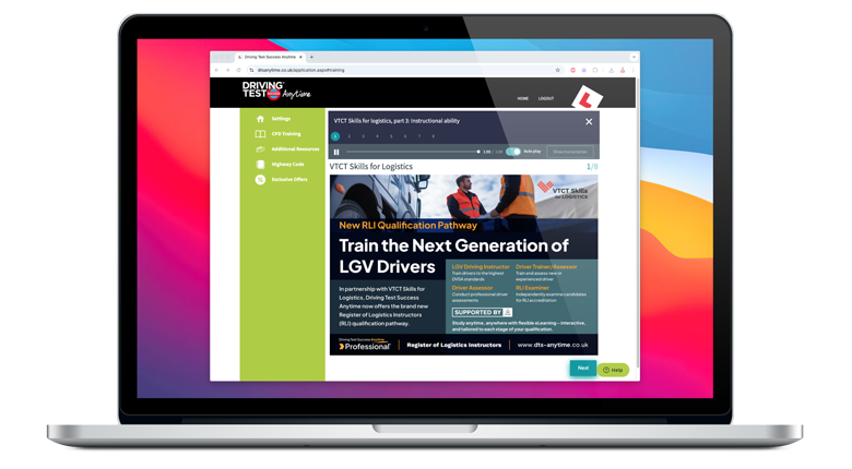 VCTC pre- and post- theory test training material for LGV instructors